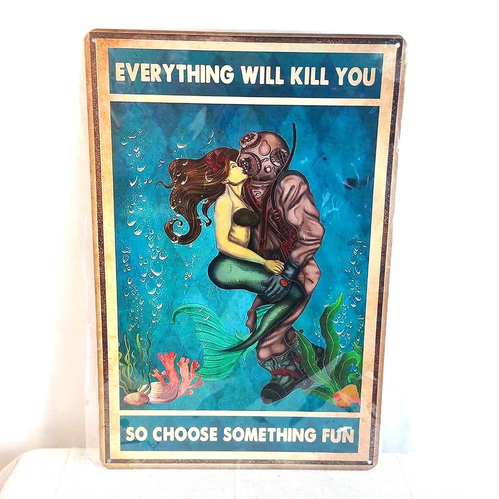 Mermaid Metal Sign - Large 18 x 12 Art - Have Fun